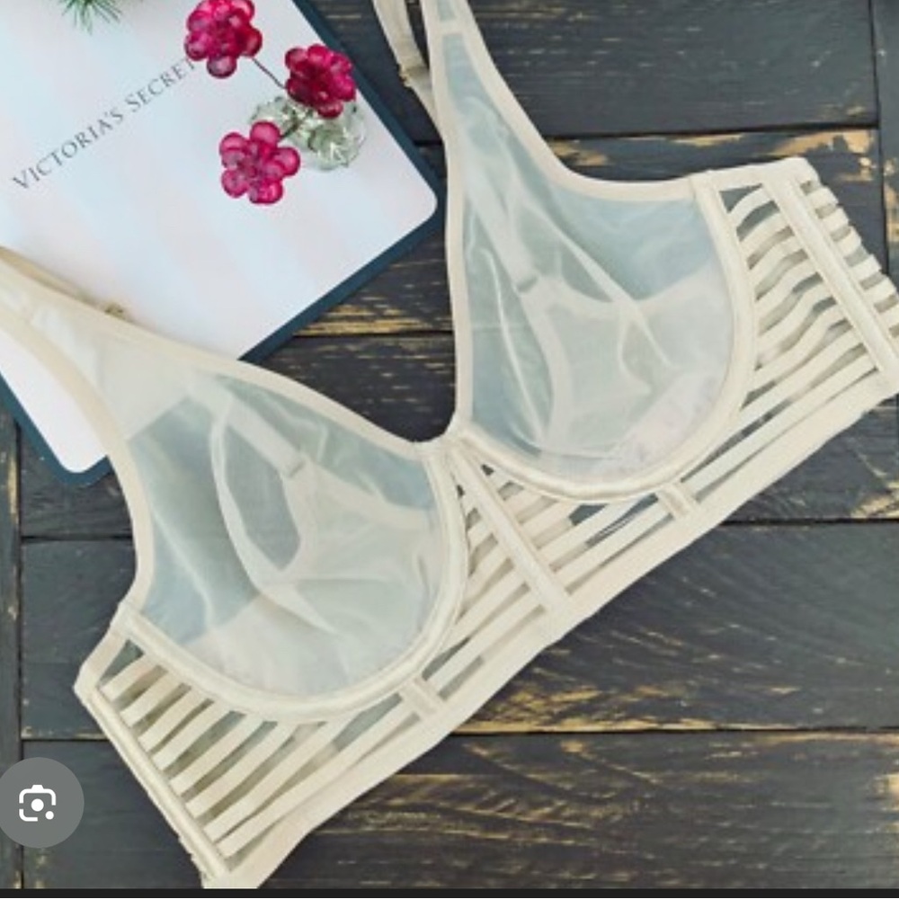 VICTORIA'S SECRET LUXE LINGERIE UNLINED MESH FULL COVERAGE PLUNGE BRA